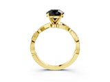 Yellow gold Fancy Black Round Cut Solitaire Twisted Pave Band with Four-Prong Setting_6