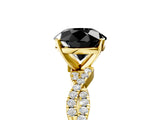 Yellow gold Fancy Black Round Cut Solitaire Twisted Pave Band with Four-Prong Setting_8