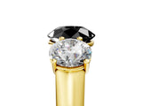 Yellow gold Fancy Black Round Cut Three-Stone Diamond Ring with Prong Setting on a Classic Band_17