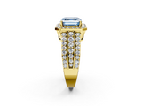Yellow gold Fancy Blue Asscher -Cut Halo Diamond Ring with Split Shank and Four-Prong Setting_53