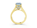 Yellow gold Fancy Blue Asscher  Brilliant Cut Diamond Engagement Ring with Pavé Band and Four-Prong Setting_81