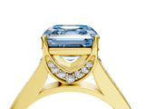 Yellow gold Fancy Blue Asscher  Brilliant Cut Diamond Engagement Ring with Pavé Band and Four-Prong Setting_82