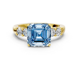 Yellow gold Fancy Blue Asscher  Brilliant Cut Diamond Five-Stone Prong Set Engagement Ring with Channel Band_17