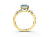 Yellow gold Fancy Blue Asscher  Brilliant Cut Diamond Five-Stone Prong Set Engagement Ring with Channel Band_20