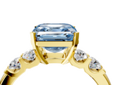 Yellow gold Fancy Blue Asscher  Brilliant Cut Diamond Five-Stone Prong Set Engagement Ring with Channel Band_21