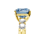 Yellow gold Fancy Blue Asscher  Brilliant Cut Diamond Five-Stone Prong Set Engagement Ring with Channel Band_22