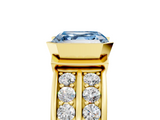 Yellow gold Fancy Blue Asscher  Brilliant Diamond Channel Set Wide Band Ring with Bezel Setting_5