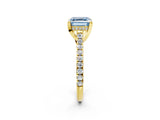 Yellow gold Fancy Blue Asscher  Brilliant Diamond Solitaire with Pavé Band and Four-Prong Setting 3