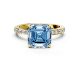 Yellow gold Fancy Blue Asscher  Brilliant Pavé Band Solitaire with Four-Prong Setting_56