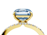 Yellow gold Fancy Blue Asscher  Brilliant Pavé Band Solitaire with Four-Prong Setting_60