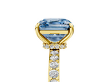 Yellow gold Fancy Blue Asscher  Brilliant Pavé Band Solitaire with Four-Prong Setting_61