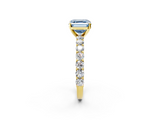 Yellow gold Fancy Blue Asscher  Brilliant Solitaire with Pavé Band and Four-Prong Setting_2