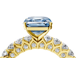 Yellow gold Fancy Blue Asscher  Brilliant Solitaire with Pavé Band and Four-Prong Setting_4