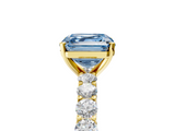 Yellow gold Fancy Blue Asscher  Brilliant Solitaire with Pavé Band and Four-Prong Setting_5