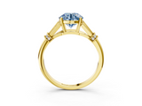 Yellow gold Fancy Blue Asscher  Brilliant Solitaire with Pave Band and Four-Prong Setting_3