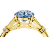 Yellow gold Fancy Blue Asscher  Brilliant Solitaire with Pave Band and Four-Prong Setting_4