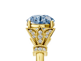 Yellow gold Fancy Blue Asscher  Brilliant Solitaire with Pave Band and Four-Prong Setting_5