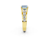 Yellow gold Fancy Blue Asscher  Brilliant Solitaire with Side Stones on a Pave Band and Four-Prong Setting_14