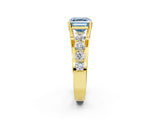 Yellow gold Fancy Blue Asscher  Brilliant Solitaire with Side Stones on a Pave Band and Four-Prong Setting_31
