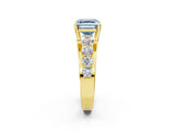 Yellow gold Fancy Blue Asscher  Brilliant Solitaire with Side Stones on a Pave Band and Four-Prong Setting_38
