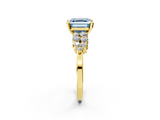 Yellow gold Fancy Blue Asscher  Cluster Diamond Engagement Ring with Pavé Band and Four-Prong Setting_19