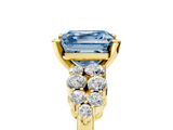 Yellow gold Fancy Blue Asscher  Cluster Diamond Engagement Ring with Pavé Band and Four-Prong Setting_22
