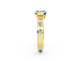 Yellow gold Fancy Blue Asscher Cut Brilliant Channel-Set Diamond Ring with Bezel Prong Setting_2