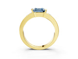 Yellow gold Fancy Blue Asscher Cut Brilliant Channel-Set Diamond Ring with Bezel Prong Setting_3