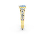 Yellow gold Fancy Blue Asscher Cut Brilliant Diamond Pavé Band with Six-Prong Setting_2
