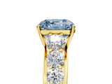 Yellow gold Fancy Blue Asscher Cut Brilliant Diamond Pavé Band with Six-Prong Setting_5