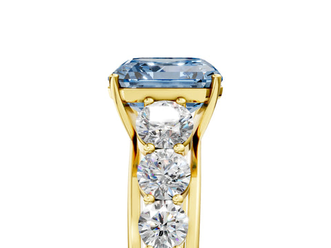 Yellow gold Fancy Blue Asscher Cut Brilliant Diamond Pavé Band with Six-Prong Setting_5