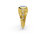 Yellow gold Fancy Blue Asscher Cut Brilliant Milgrain Filigree Diamond Ring with Square Prong Setting_2