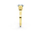 Yellow gold Fancy Blue Asscher Cut Brilliant Solitaire Diamond Ring with Channel Set Band and Bar Prong Setting_2