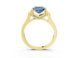 Yellow gold Fancy Blue Asscher Cut Brilliant Solitaire Diamond Ring with Channel Set Band and Bar Prong Setting_3