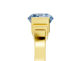 Yellow gold Fancy Blue Asscher Cut Brilliant Solitaire Diamond Ring with Channel Set Band and Bar Prong Setting_5