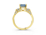 Yellow gold Fancy Blue Asscher Cut Brilliant Three-Stone Pave Band with Four-Prong Setting_3