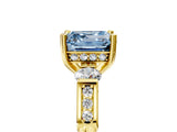 Yellow gold Fancy Blue Asscher Cut Brilliant Three-Stone Pave Band with Four-Prong Setting_5
