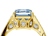 Yellow gold Fancy Blue Asscher  Cut Cathedral Pave Diamond Engagement Ring with Six-Prong Setting_35