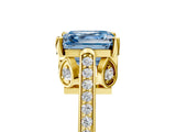Yellow gold Fancy Blue Asscher  Cut Cathedral Pave Diamond Engagement Ring with Six-Prong Setting_36