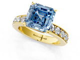 Yellow gold Fancy Blue Asscher  Cut Channel Set Diamond Engagement Ring with Four-Prong Setting_1