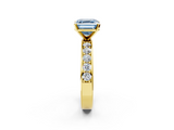 Yellow gold Fancy Blue Asscher  Cut Channel Set Diamond Engagement Ring with Four-Prong Setting_2