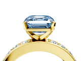 Yellow gold Fancy Blue Asscher  Cut Channel Set Diamond Engagement Ring with Four-Prong Setting_4