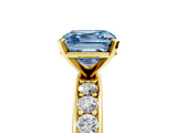 Yellow gold Fancy Blue Asscher  Cut Channel Set Diamond Engagement Ring with Four-Prong Setting_5