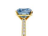 Yellow gold Fancy Blue Asscher  Cut Channel Set Solitaire Engagement Ring with Four-Prong Setting_5