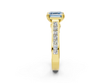 Yellow gold Fancy Blue Asscher  Cut Channel Set Solitaire Engagement Ring with Prong Setting_2