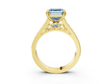 Yellow gold Fancy Blue Asscher  Cut Channel Set Solitaire Engagement Ring with Prong Setting_3