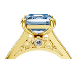 Yellow gold Fancy Blue Asscher  Cut Channel Set Solitaire Engagement Ring with Prong Setting_4