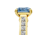 Yellow gold Fancy Blue Asscher  Cut Channel Set Solitaire Engagement Ring with Prong Setting_5