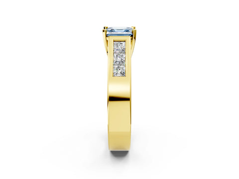 Yellow gold Fancy Blue Asscher Cut Cut Channel Set Solitaire Ring with Four-Prong Setting_2