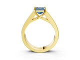 Yellow gold Fancy Blue Asscher Cut Cut Channel Set Solitaire Ring with Four-Prong Setting_3